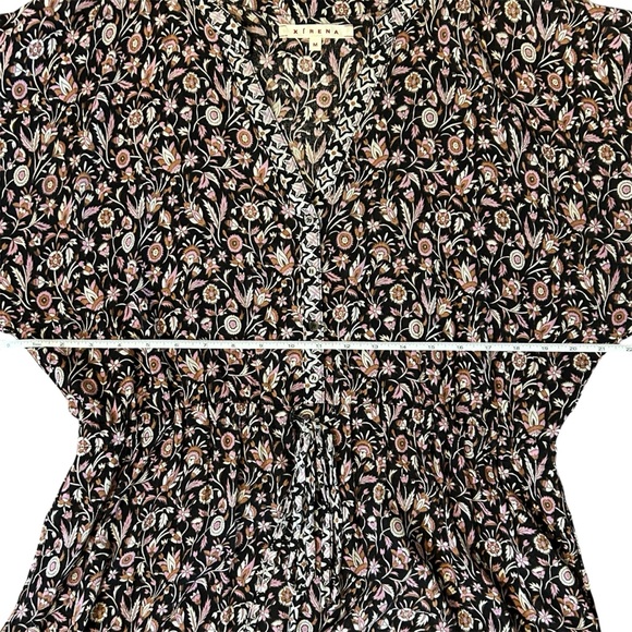 Xirena Boho Dress, 3/4 Sleeve Floral 100% Cotton Bohemian Midi Dress, Medium - Picture 4 of 8